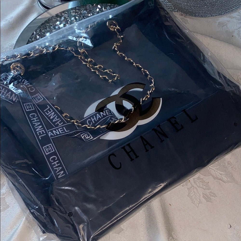 Chanel GWP Black and Gold Mesh Tote Bag Elegant and Timeless GWP